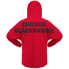 Chicago Blackhawks Fanatics Women's Jersey Lace-Up V-Neck Long Sleeve Hoodie T-Shirt Outlet