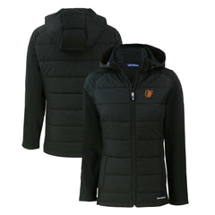 Baltimore Orioles Cutter & Buck Women's Evoke Hybrid Eco Softshell Recycled Full-Zip Hoodie Jacket | MLB Discount