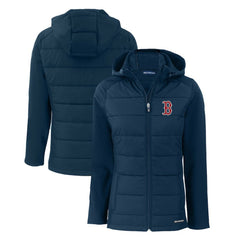 Boston Red Sox Cutter & Buck Women's Evoke Hybrid Eco Softshell Recycled Full-Zip Hoodie Jacket | MLB Near me