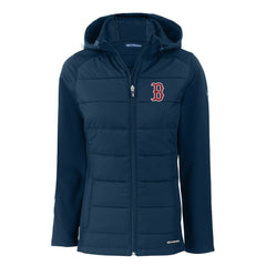 Boston Red Sox Cutter & Buck Women's Evoke Hybrid Eco Softshell Recycled Full-Zip Hoodie Jacket | MLB Near me