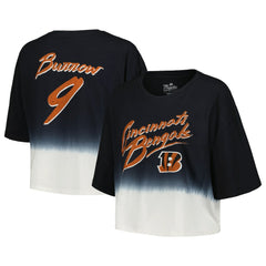 Cincinnati Bengals Joe Burrow Majestic Threads Women's Dip-Dye Player Name & Number Crop Top
