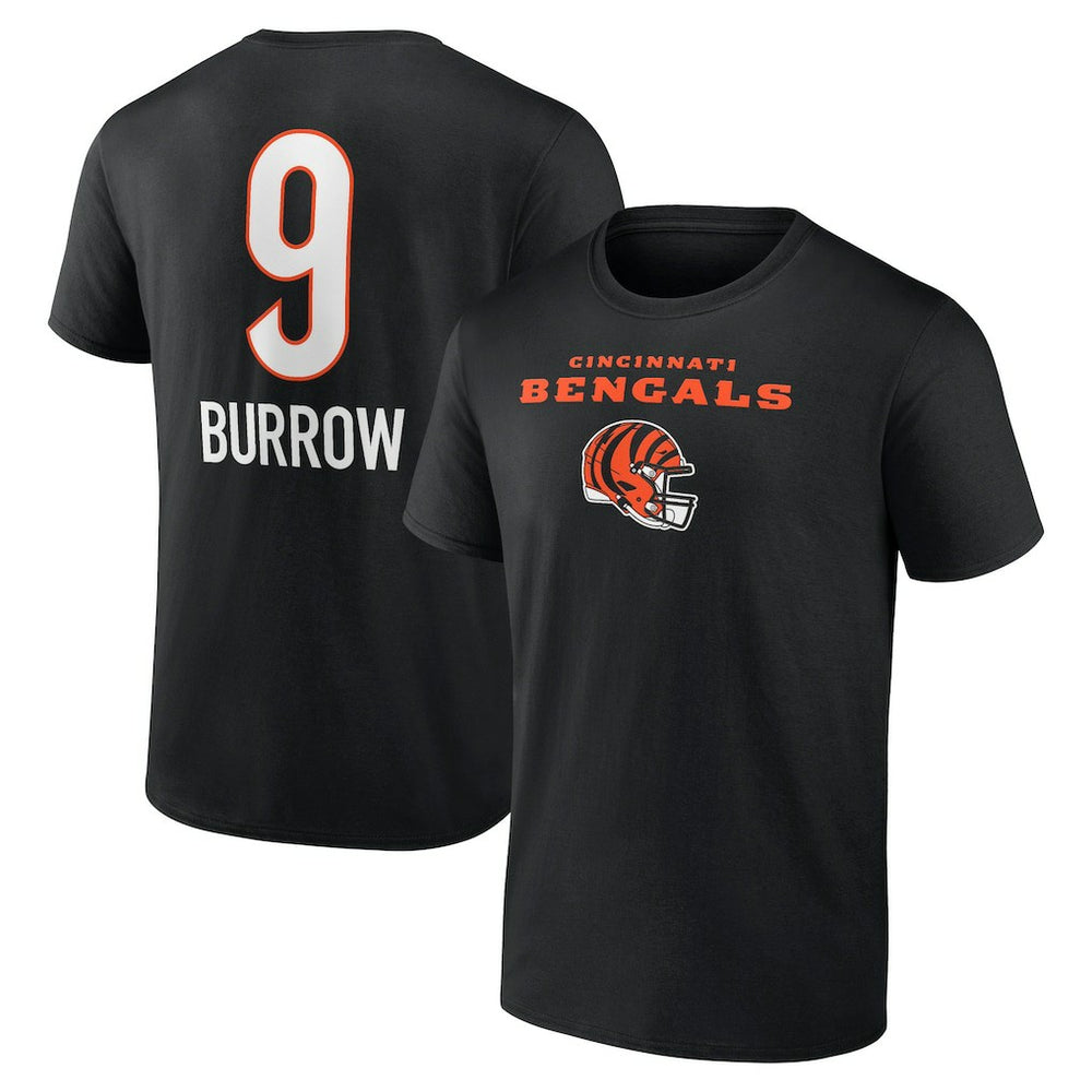 Cincinnati Bengals Joe Burrow Team Wordmark Name & Number T-Shirt