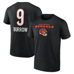 Cincinnati Bengals Joe Burrow Team Wordmark Name & Number T-Shirt