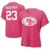 San Francisco 49ers Christian McCaffrey Majestic Threads Women's Name & Number T-Shirt