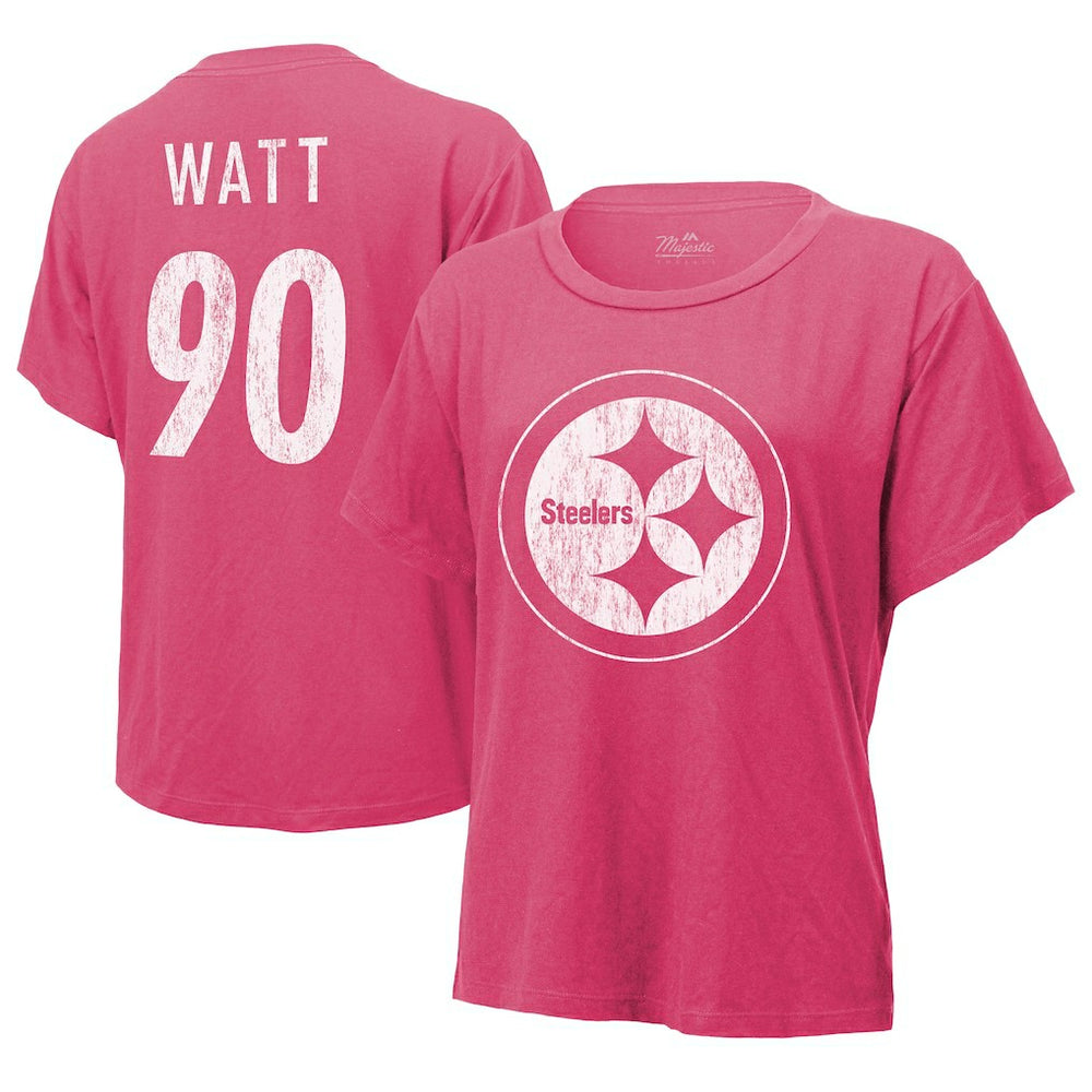 Pittsburgh Steelers T.J. Watt Majestic Threads Women's Name & Number T-Shirt