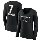 Atlanta Falcons Bijan Robinson Women's Team Wordmark Name & Number Long Sleeve V-Neck T-Shirt
