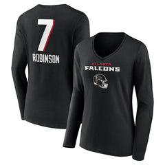 Atlanta Falcons Bijan Robinson Women's Team Wordmark Name & Number Long Sleeve V-Neck T-Shirt