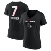 Atlanta Falcons Bijan Robinson Women's Team Wordmark Name & Number V-Neck T-Shirt