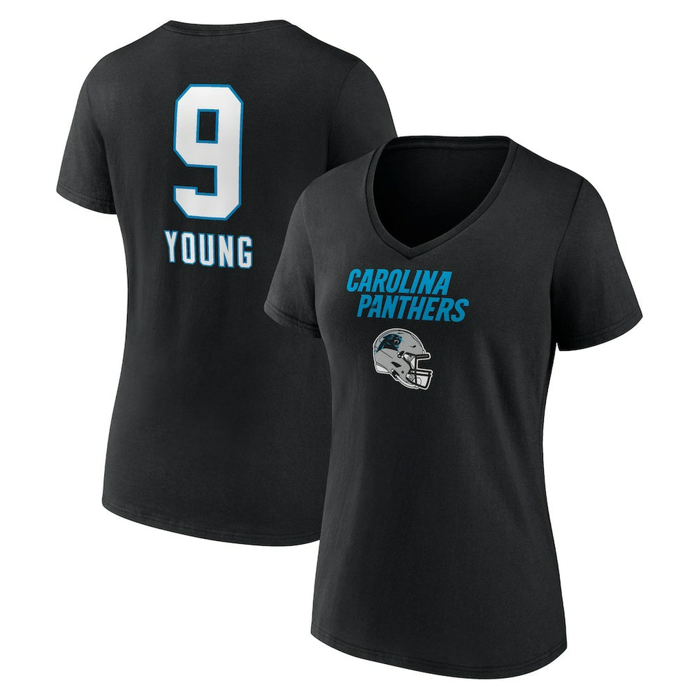 Carolina Panthers Bryce Young Women's Team Wordmark Name & Number V-Neck T-Shirt