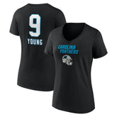 Carolina Panthers Bryce Young Women's Team Wordmark Name & Number V-Neck T-Shirt