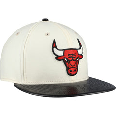 Chicago Bulls Faux Leather Visor Two-Tone 59FIFTY Fitted Hat For Sale