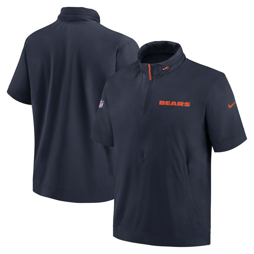 Chicago Bears Nike 2024 Sideline Coach Short Sleeve Half-Zip Hoodie Jacket
