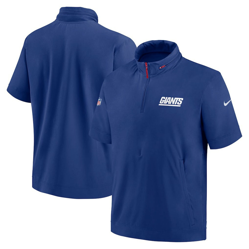 New York Giants Nike 2024 Sideline Coach Short Sleeve Half-Zip Hoodie Jacket
