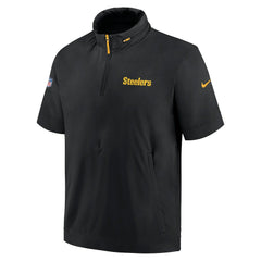 Pittsburgh Steelers Nike 2024 Sideline Coach Short Sleeve Half-Zip Hoodie Jacket