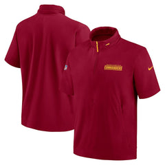 Washington Commanders Nike 2024 Sideline Coach Short Sleeve Half-Zip Hoodie Jacket