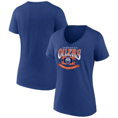 Edmonton Oilers Women's Slapshot V-Neck T-Shirt Discount