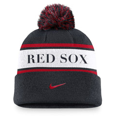 Boston Red Sox Nike Team Stripe Peak Cuffed Knit Hat with Pom | MLB Near me