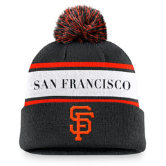 San Francisco Giants Nike Team Stripe Peak Cuffed Knit Hat with Pom | MLB US