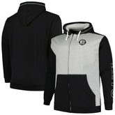 Brooklyn Nets Big & Tall Contrast Pieced Stitched Full-Zip Hoodie New