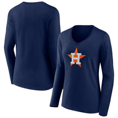 Houston Astros Fanatics Women's Official Logo V-Neck Long Sleeve T-Shirt | MLB Sale