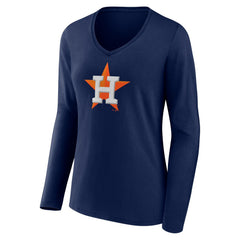 Houston Astros Fanatics Women's Official Logo V-Neck Long Sleeve T-Shirt | MLB Sale