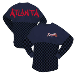 Atlanta Braves Fanatics Women's Checker Print Long Sleeve T-Shirt | MLB Shop