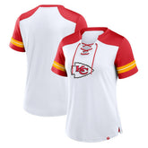 Kansas City Chiefs Fanatics Women's Foiled Primary Lace-Up T-Shirt