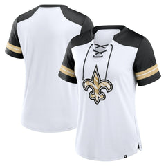 New Orleans Saints Fanatics Women's Foiled Primary Lace-Up T-Shirt