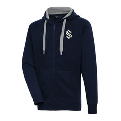 Seattle Kraken Antigua Metallic Logo Victory Full-Zip Hoodie For Sale