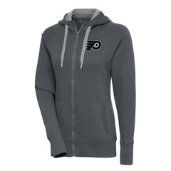 Philadelphia Flyers Antigua Women's Metallic Logo Victory Full-Zip Hoodie For Sale