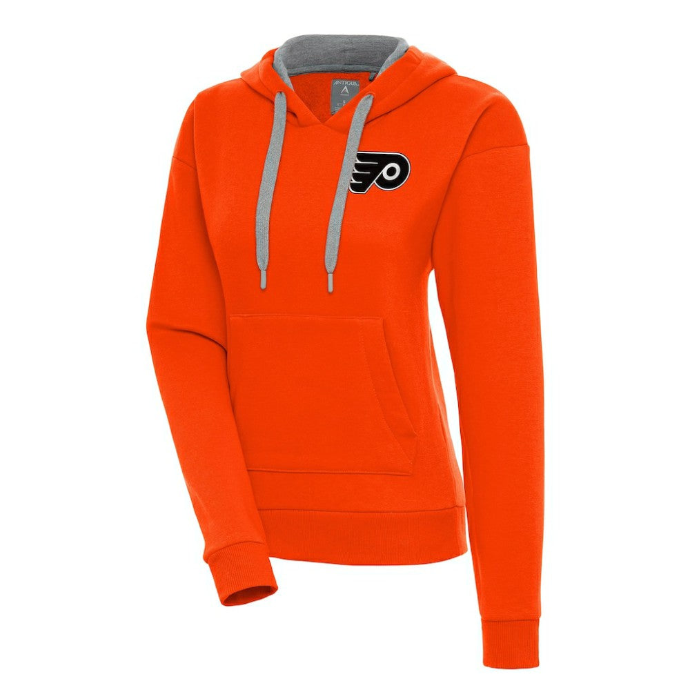 Philadelphia Flyers Antigua Women's Metallic Logo Victory Pullover Hoodie On Sale