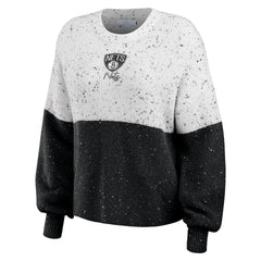 Brooklyn Nets WEAR by Erin Andrews Women's Color-Block Pullover Sweater On Sale