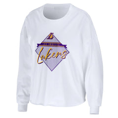 Los Angeles Lakers WEAR by Erin Andrews Women's Cropped Long Sleeve T-Shirt On Sale