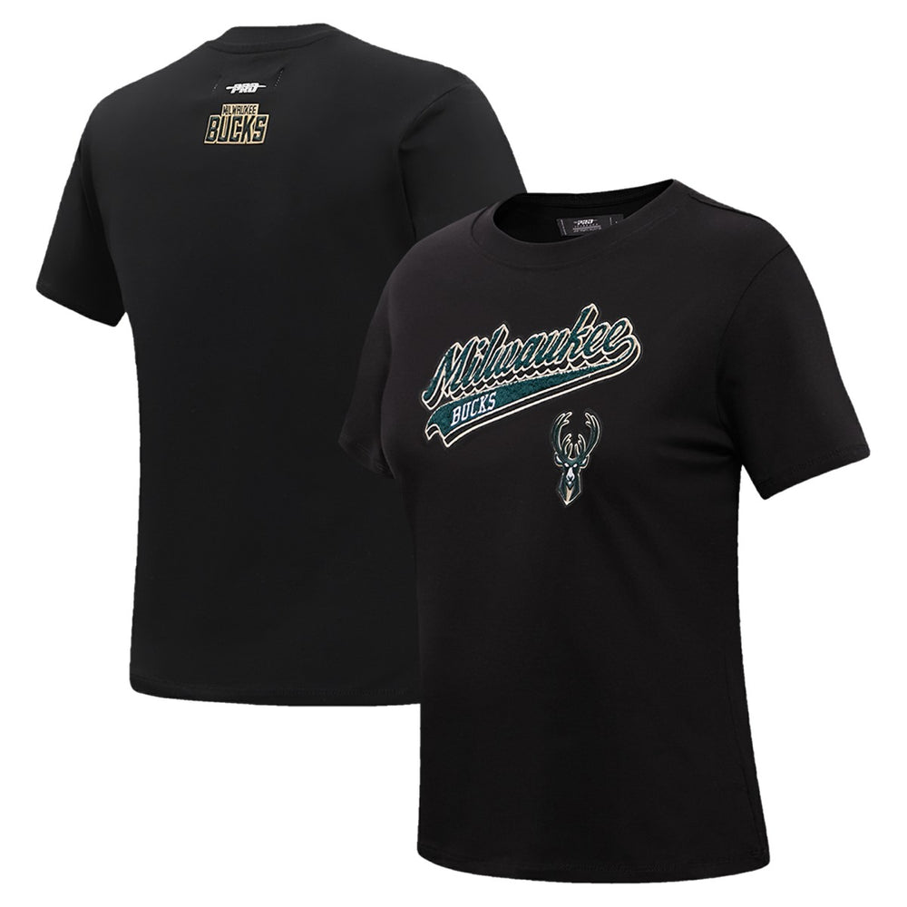 Milwaukee Bucks Pro Standard Women's Script Boyfriend T-Shirt On Sale