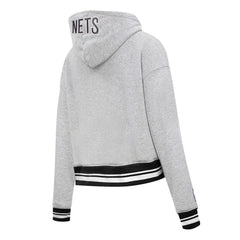 Brooklyn Nets Pro Standard Women's Script Tail Cropped Pullover Hoodie New