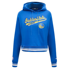 Golden State Warriors Pro Standard Women's Script Tail Cropped Pullover Hoodie sale On Sale
