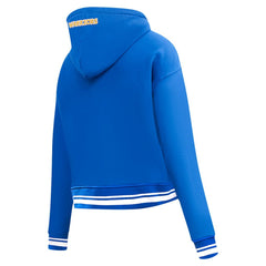 Golden State Warriors Pro Standard Women's Script Tail Cropped Pullover Hoodie sale On Sale
