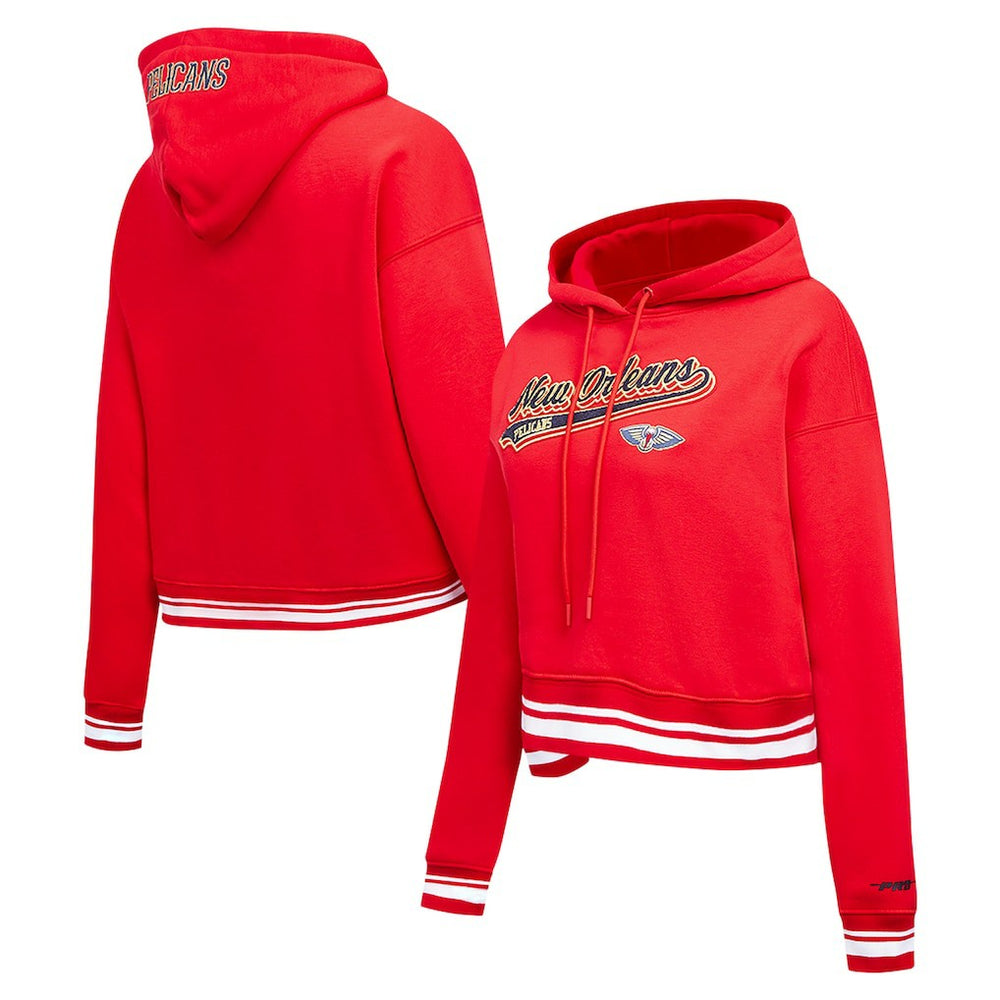 New Orleans Pelicans Pro Standard Women's Script Tail Cropped Pullover Hoodie New