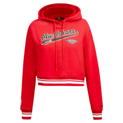 New Orleans Pelicans Pro Standard Women's Script Tail Cropped Pullover Hoodie New