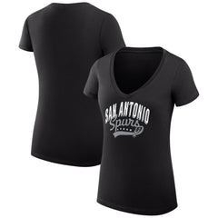 San Antonio Spurs G-III 4Her by Carl Banks Women's Super-Slim Fit Lightweight Filigree Logo V-Neck T-Shirt Online