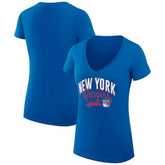 New York Rangers G-III 4Her by Carl Banks Women's Super-Slim Fit Lightweight Filigree Logo V-Neck T-Shirt – Blue Discount