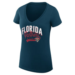 Florida Panthers G-III 4Her by Carl Banks Women's Super-Slim Fit Lightweight Filigree Logo V-Neck T-Shirt – Navy Discount