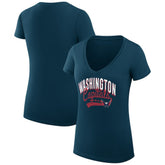 Washington Capitals G-III 4Her by Carl Banks Women's Super-Slim Fit Lightweight Filigree Logo V-Neck T-Shirt – Navy On Sale