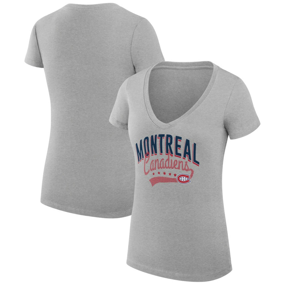 Montreal Canadiens G-III 4Her by Carl Banks Women's Super-Slim Fit Lightweight Filigree Logo V-Neck T-Shirt – Gray Online