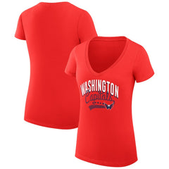 Washington Capitals G-III 4Her by Carl Banks Women's Super-Slim Fit Lightweight Filigree Logo V-Neck T-Shirt – Red On Sale