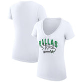 Dallas Stars G-III 4Her by Carl Banks Women's Super-Slim Fit Lightweight Filigree Logo V-Neck T-Shirt – White Sale