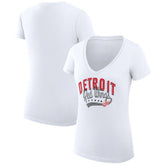 Detroit Red Wings G-III 4Her by Carl Banks Women's Super-Slim Fit Lightweight Filigree Logo V-Neck T-Shirt – White Sale