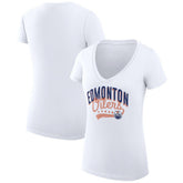 Edmonton Oilers G-III 4Her by Carl Banks Women's Super-Slim Fit Lightweight Filigree Logo V-Neck T-Shirt – White Online