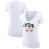 Minnesota Wild G-III 4Her by Carl Banks Women's Super-Slim Fit Lightweight Filigree Logo V-Neck T-Shirt – White For Sale