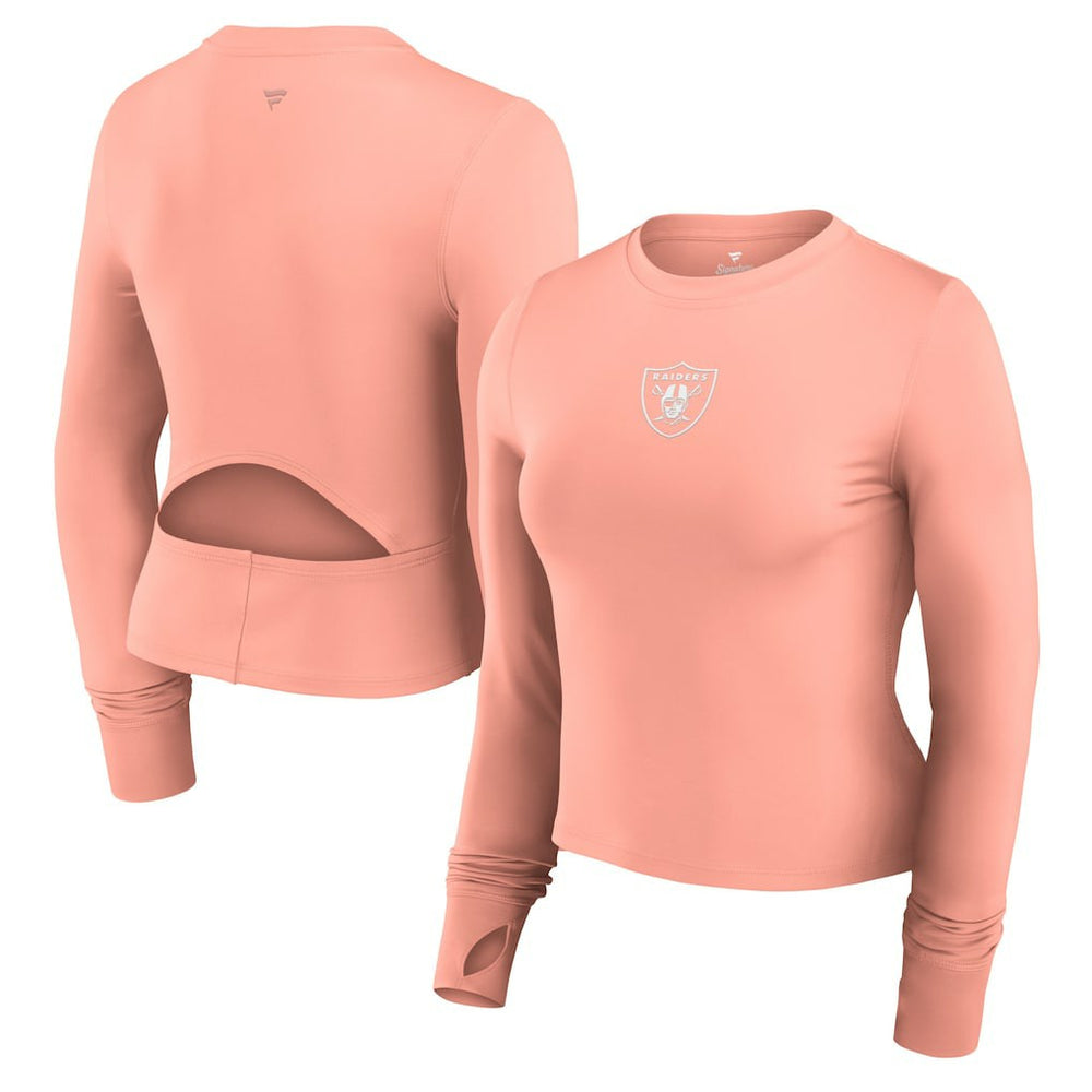Las Vegas Raiders Fanatics Women's Studio Fitted Long Sleeve Gym Top